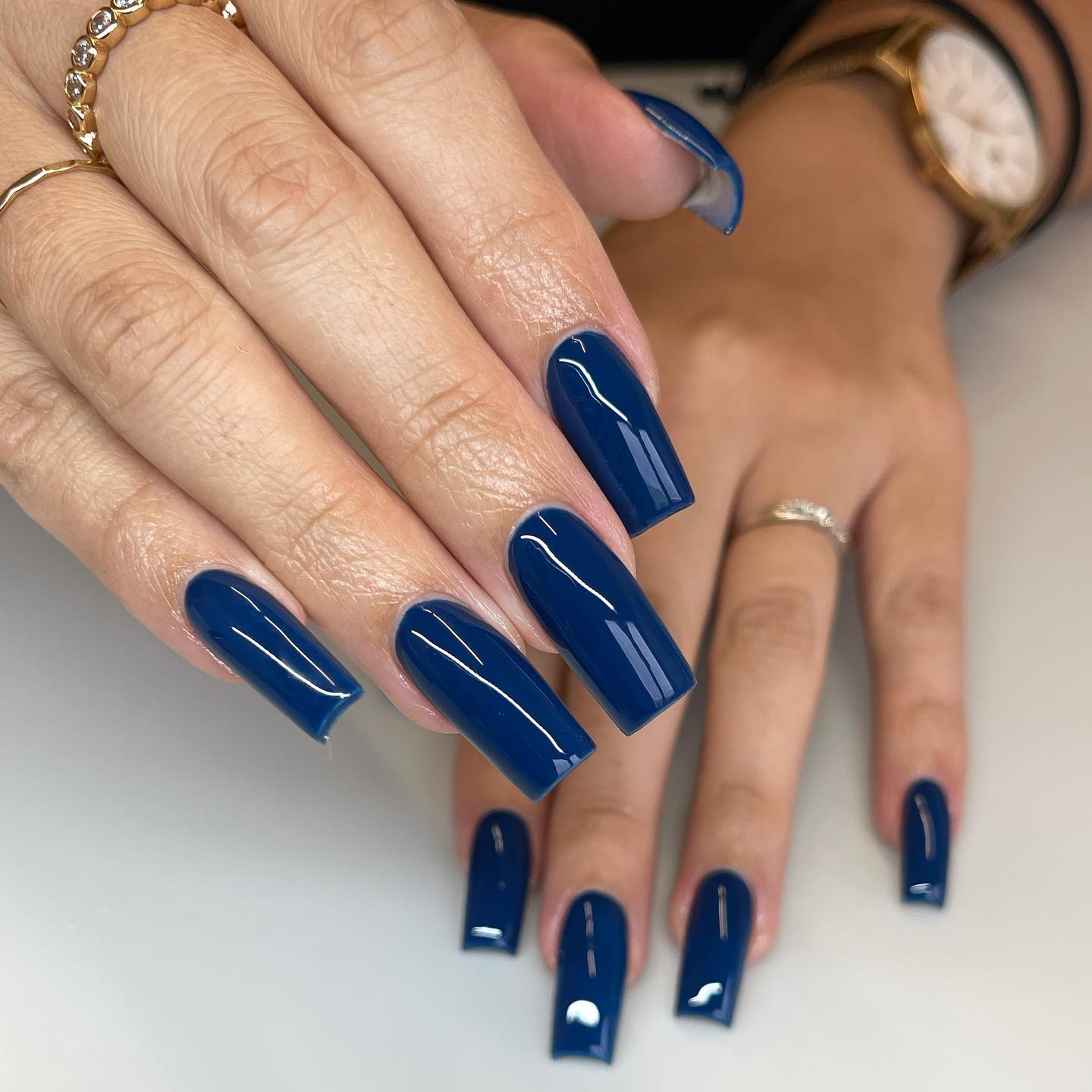 Coffin-Shaped Blue Nails