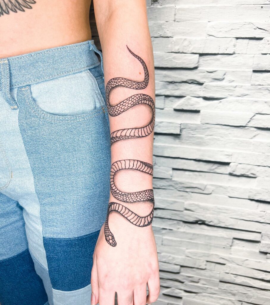 Snake Wrapped Around Arm Tattoo