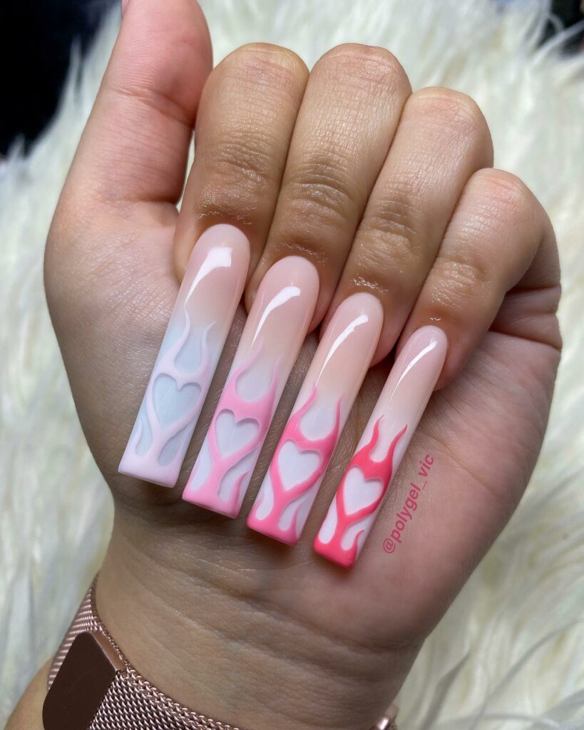 Ombre Heart Flames