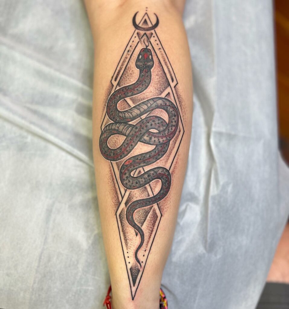 Geometric Snake Tattoo