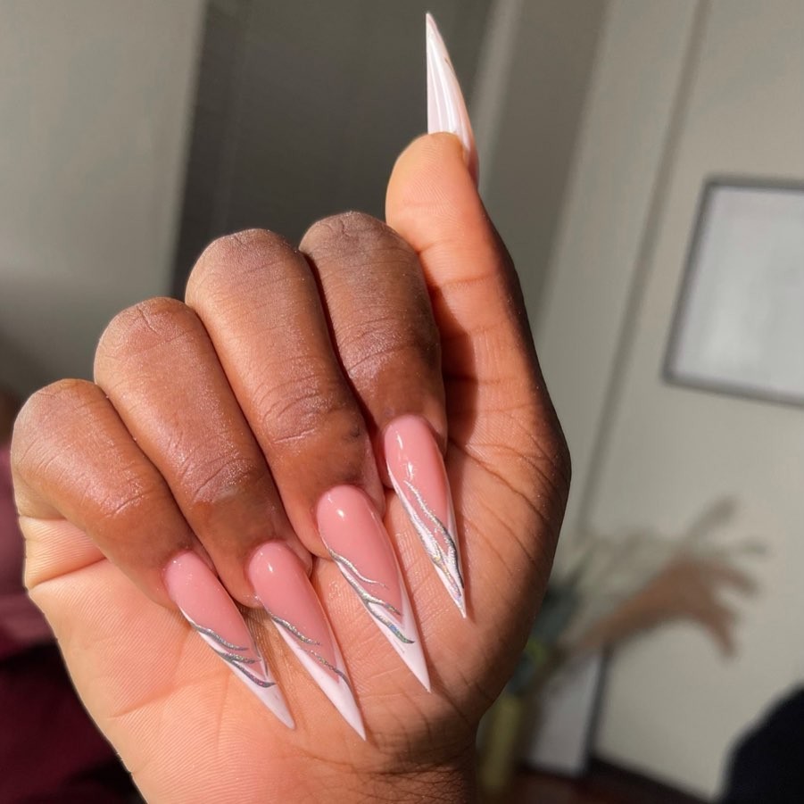 Stiletto Long French Nails