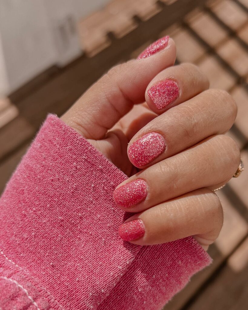 Glitter Dark Pink Nails