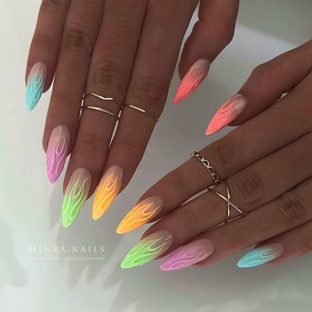 Pastel Flame Nails