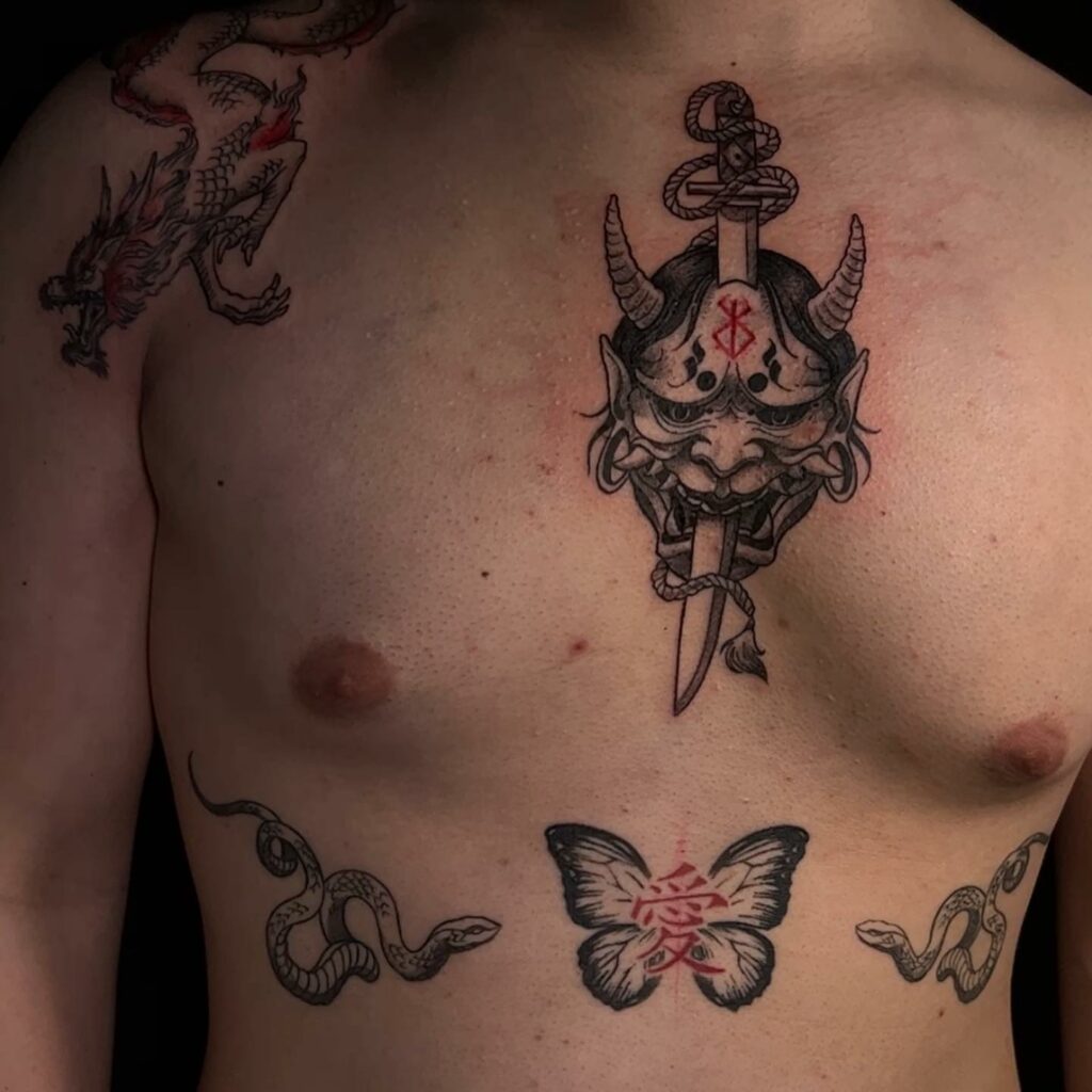 Chest Oni Tattoo