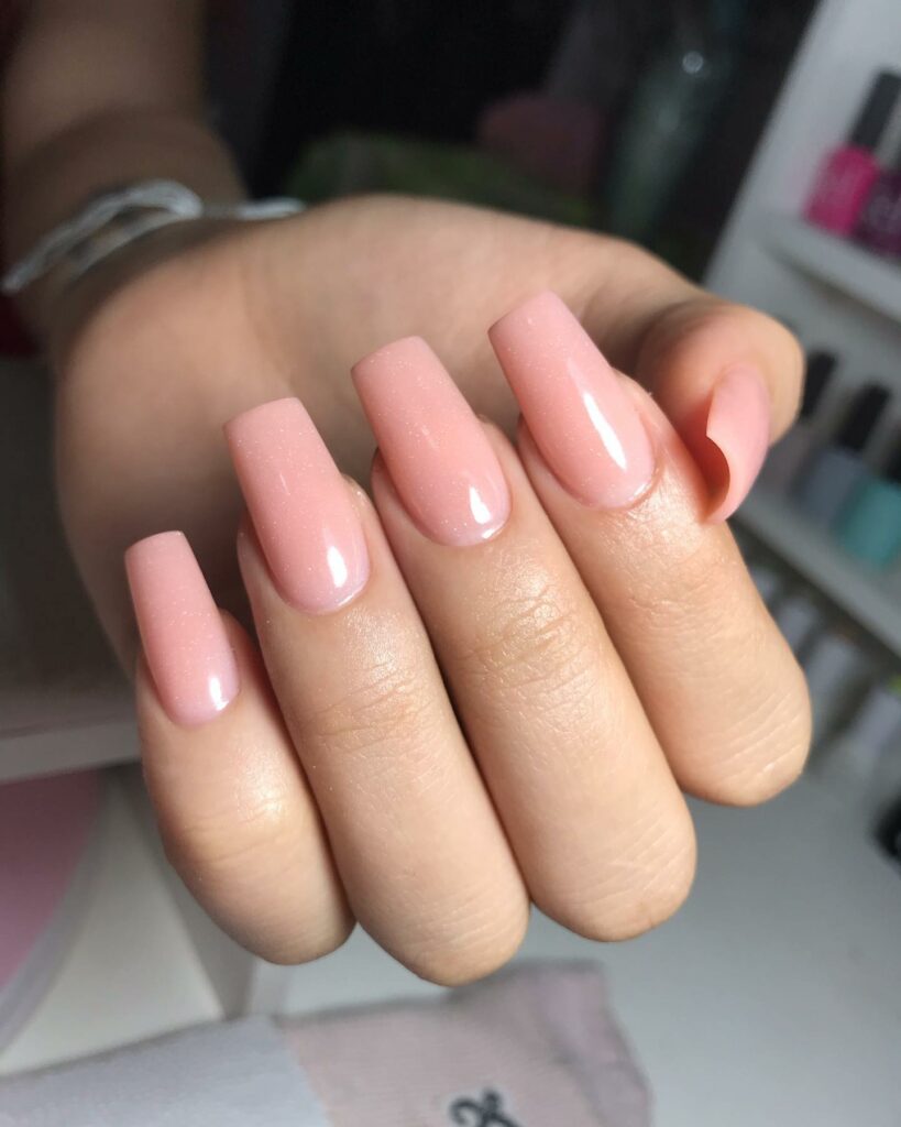 Square Shaped Clear Pink Nail