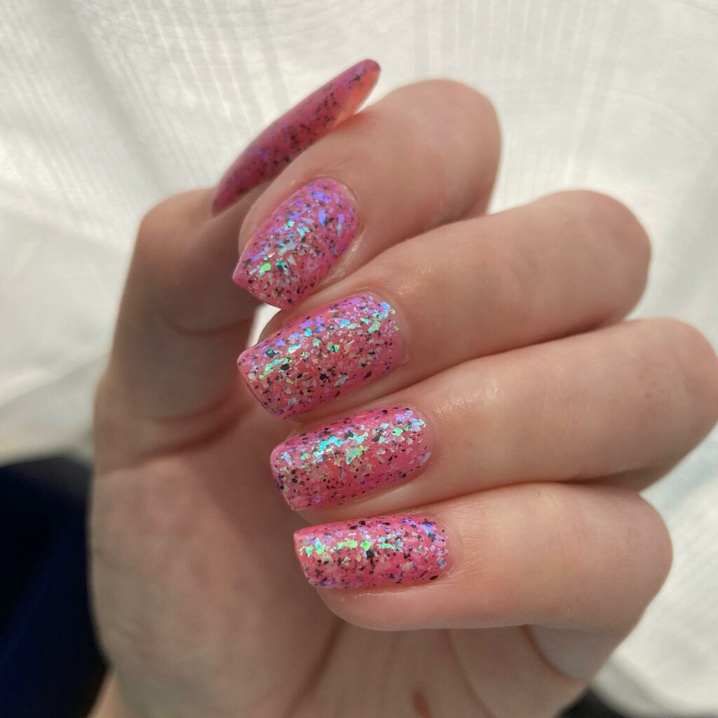 Pink Nails and Glitter Foil