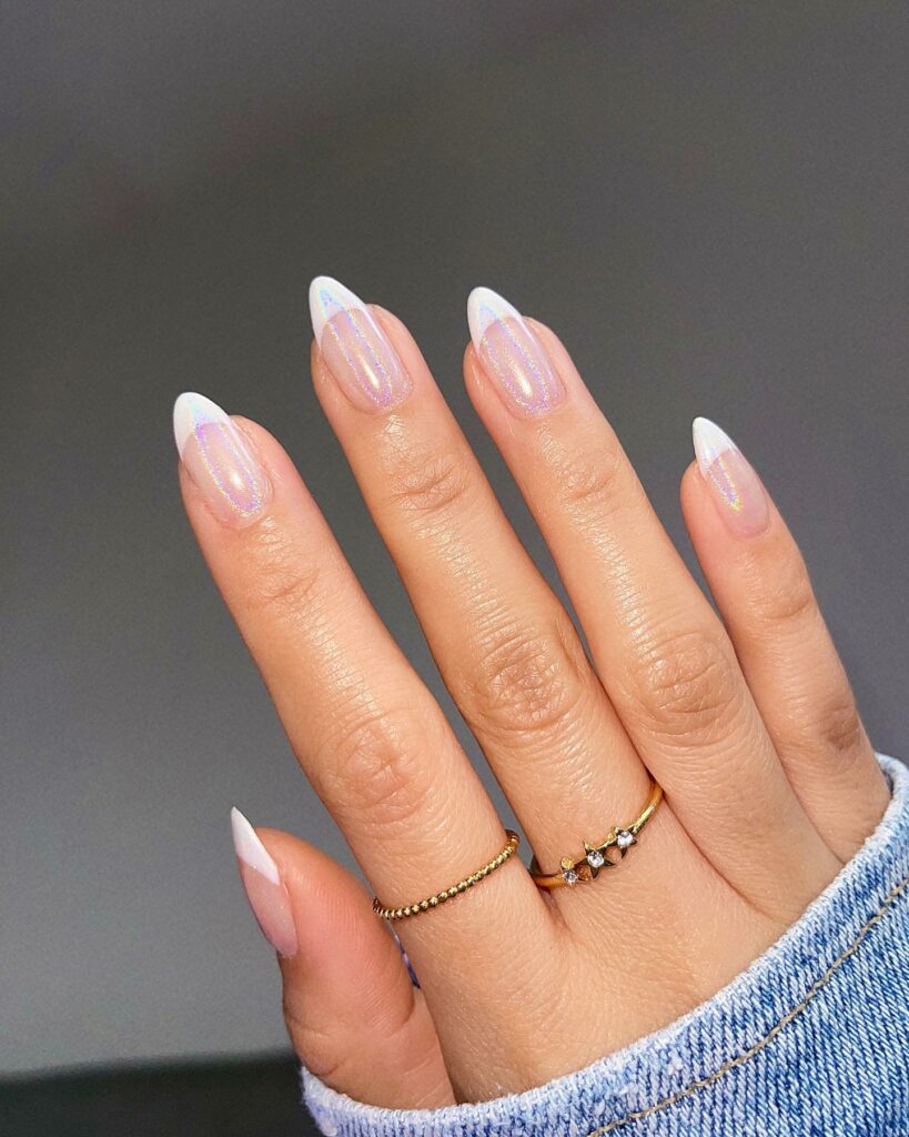 Chrome Clear Pink Nail With French Tips