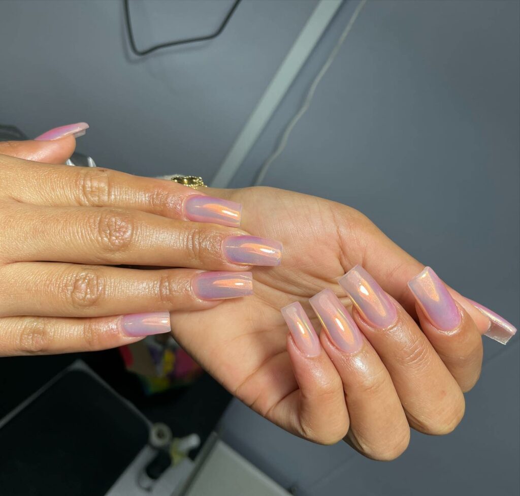 Chrome Clear Pink Nail