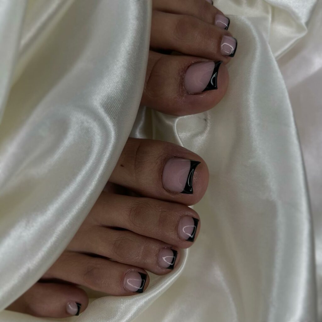 Common Black French Pedicure