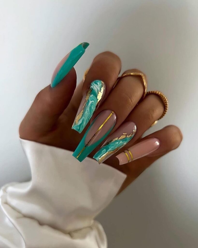 Sky Blue Coffin Nails 