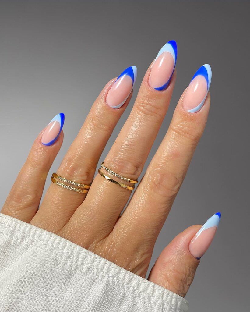 White and Royal Blue Nails