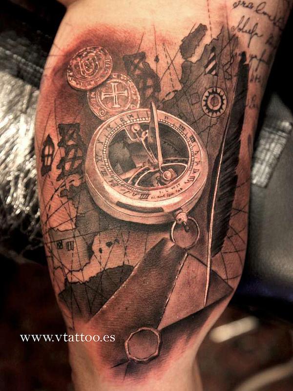 Great Compass Leg Tattoo