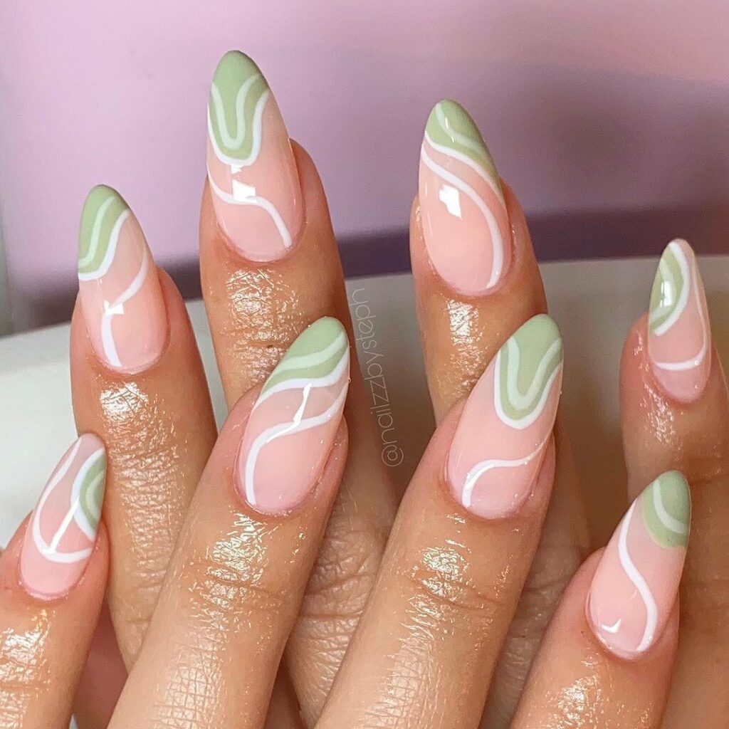 Modern Artistry on Mint Green Nails