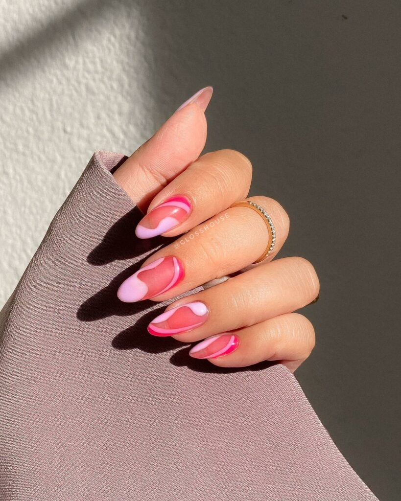 Abstract hot pink nails