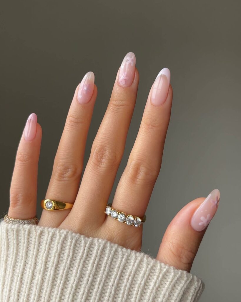 Almond Clear Pink Nails