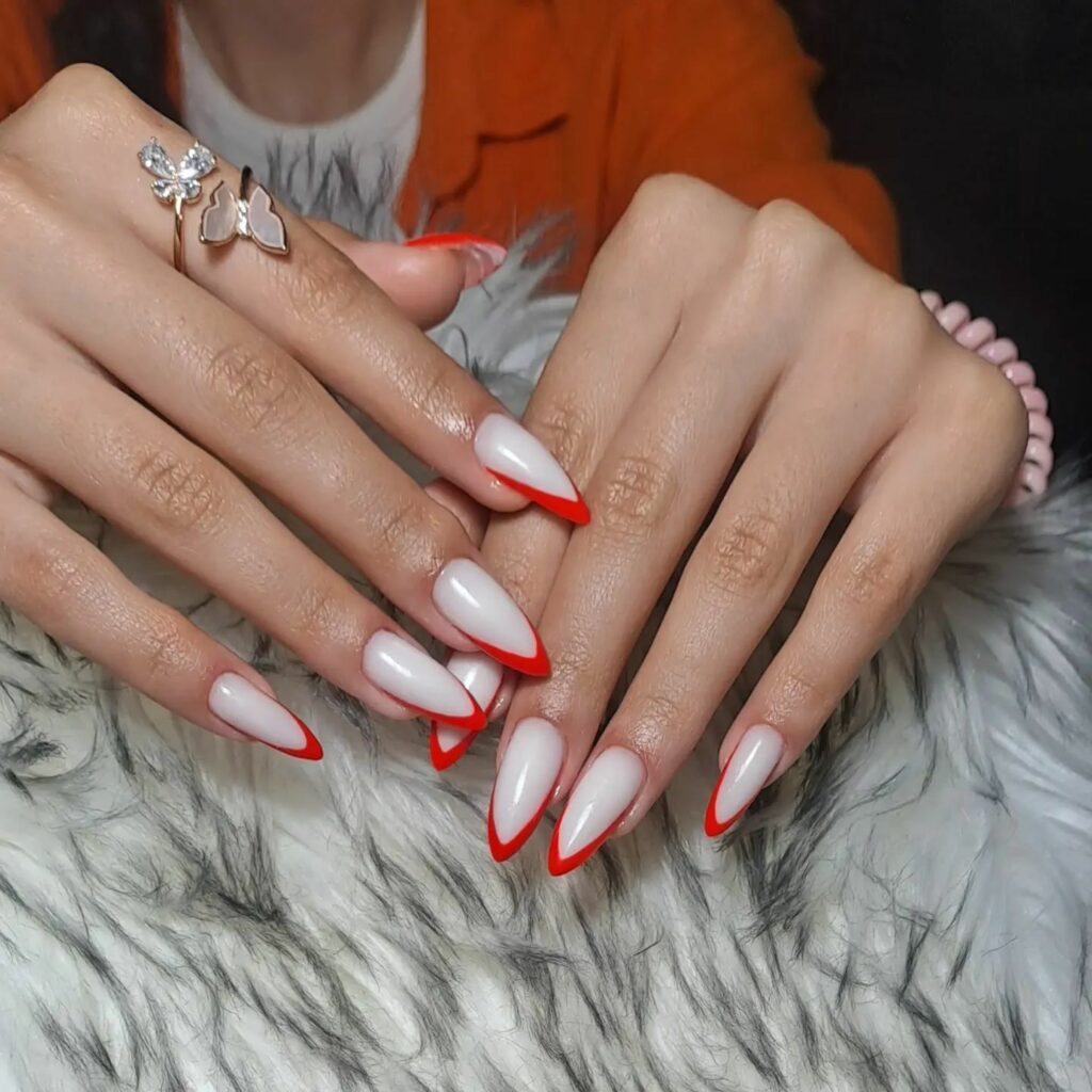 Red Stiletto V French Manicure