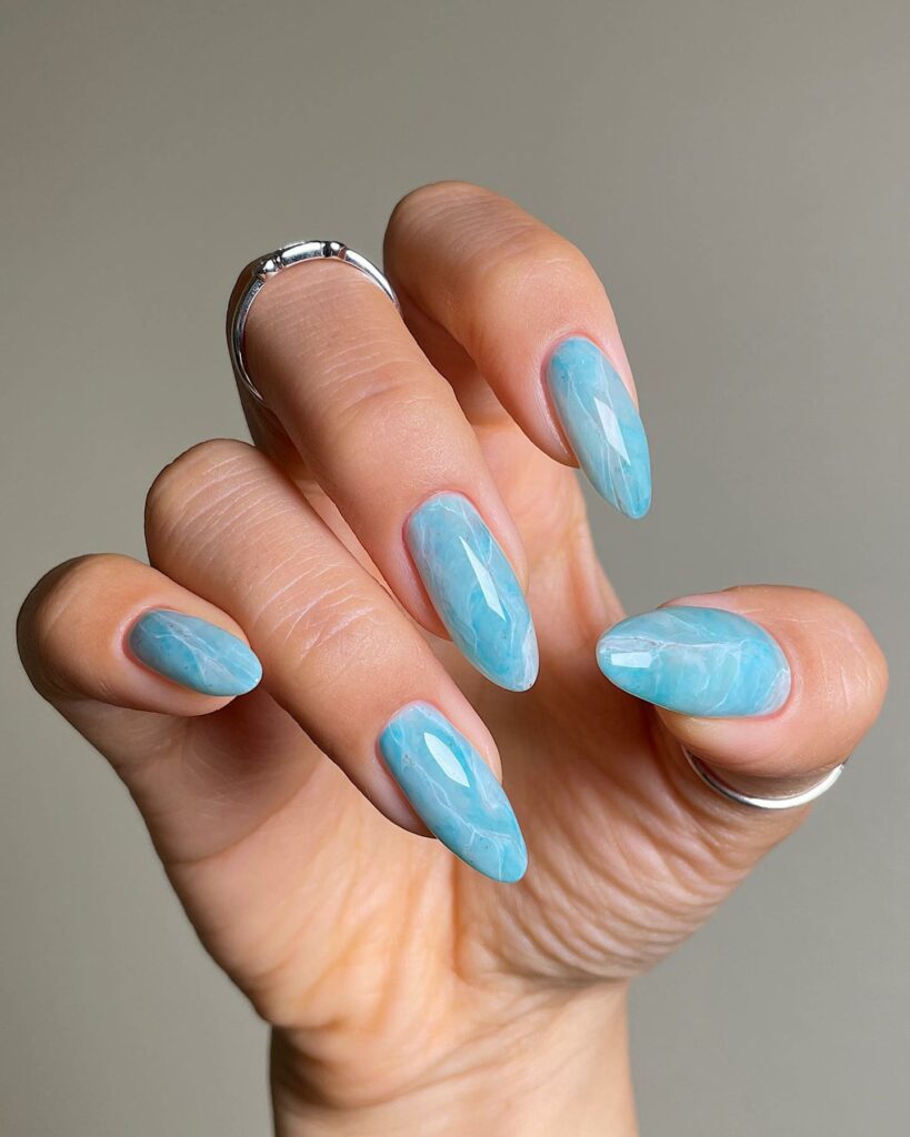 Aqua Blue Prom Nails for a Cool Sophistication