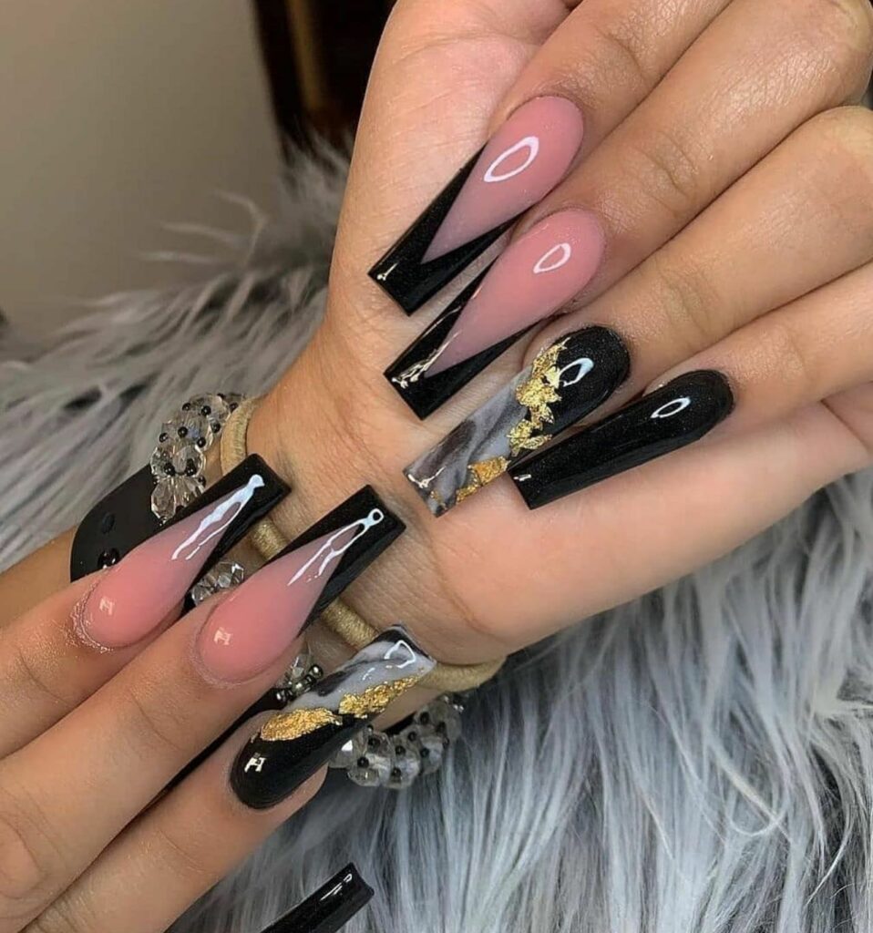 Glossy Black Acrylic Nails