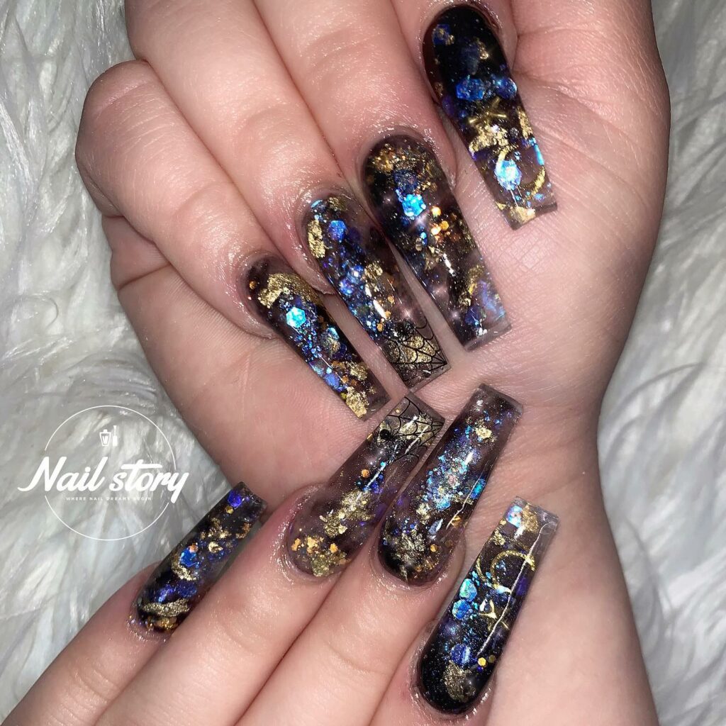 Black Iridescent nails