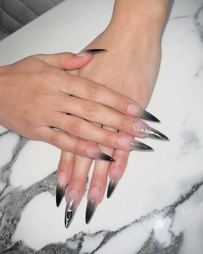 Black Ombre Stiletto Nails