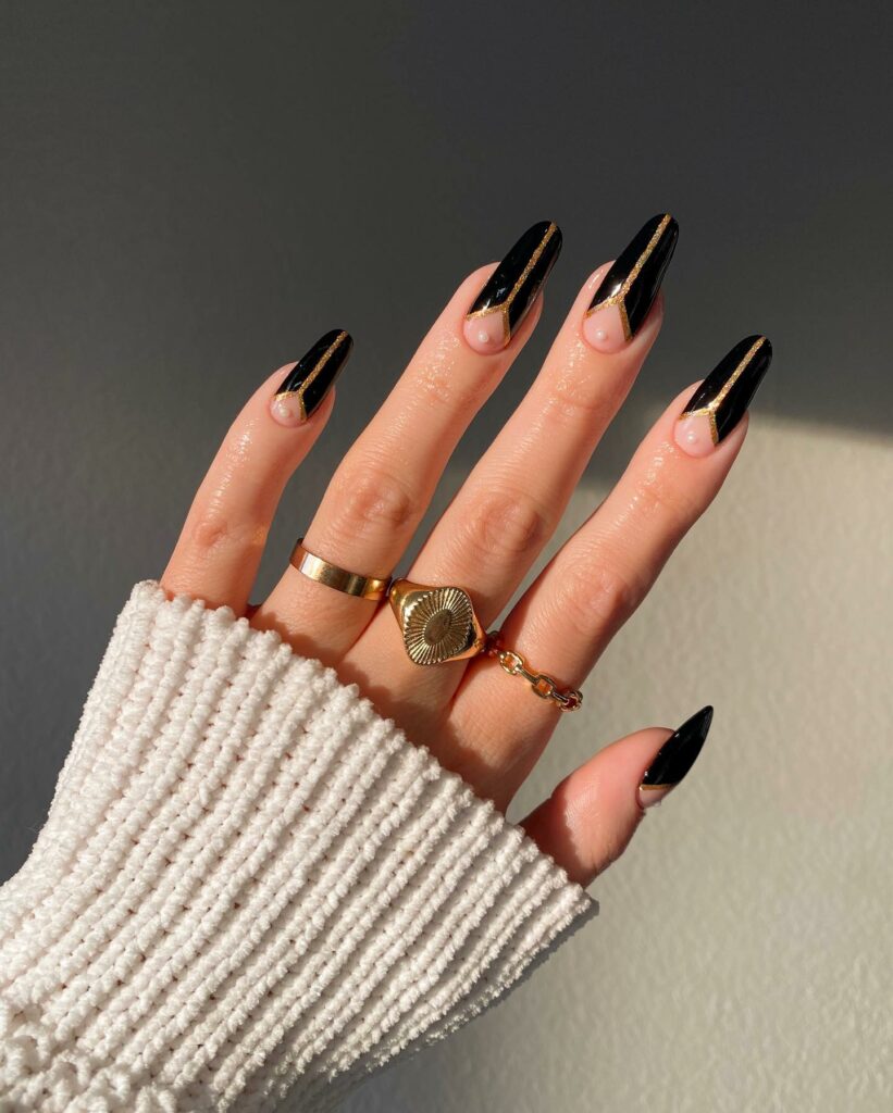 Black and Gold Nail