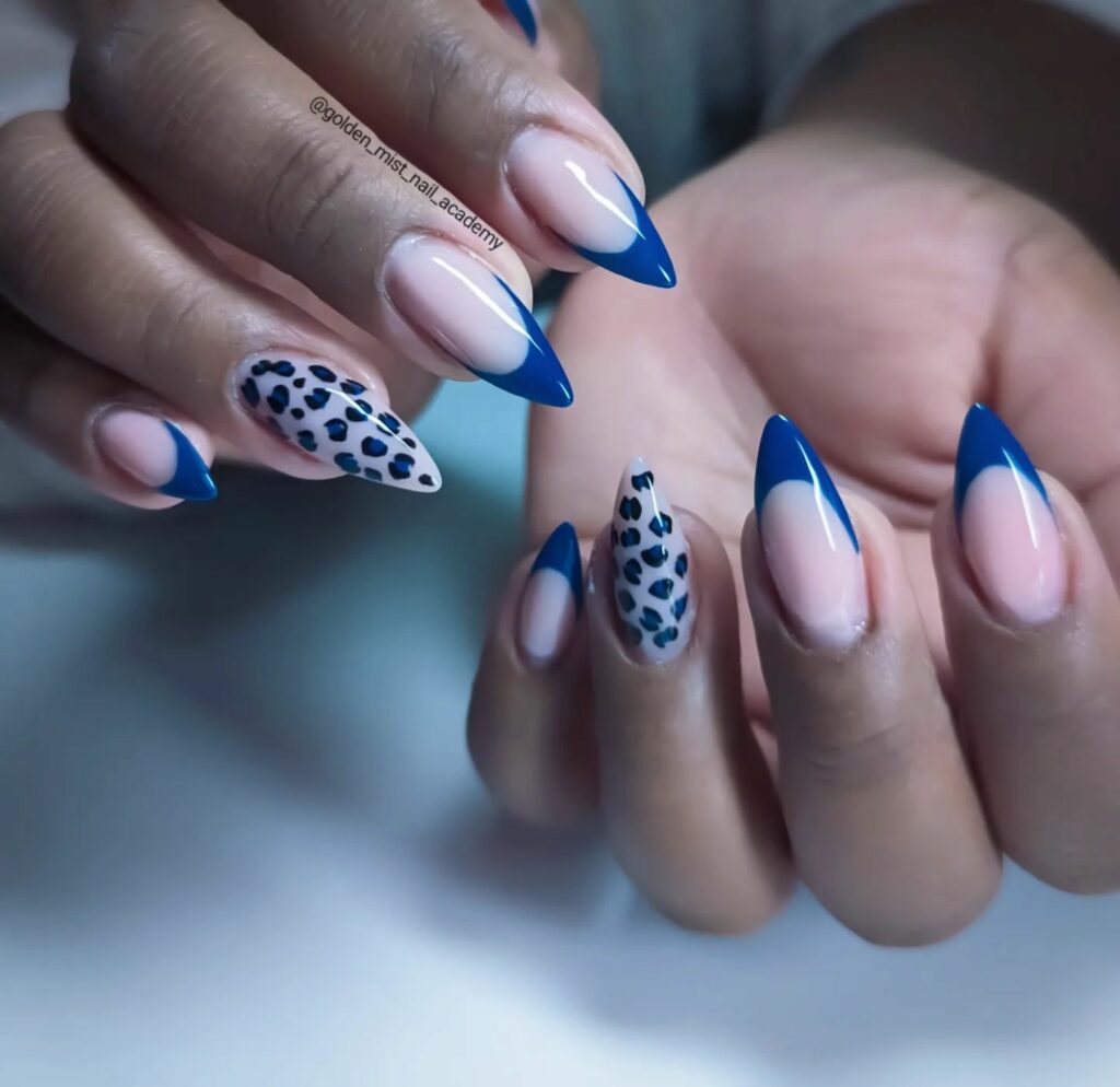 Leopard Blue Nails