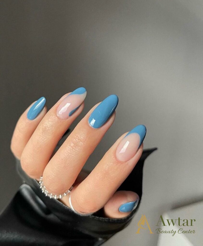 Almond-Shaped Blue Nails