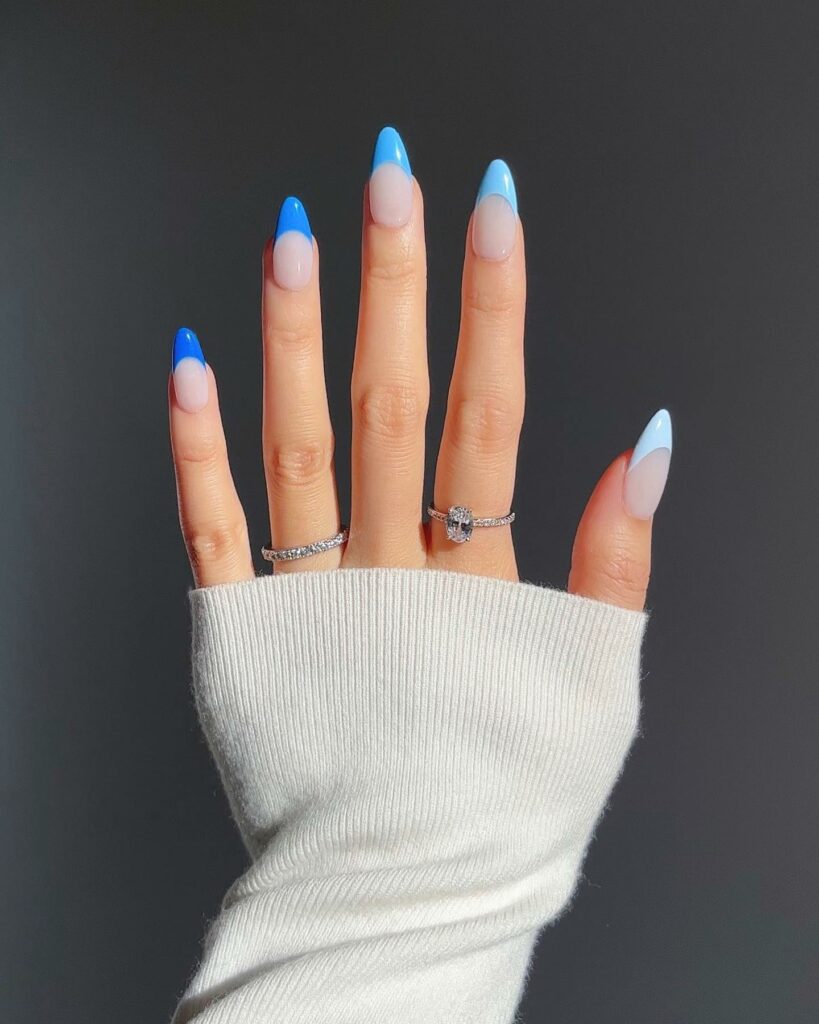 Vibrant French Blue Nails