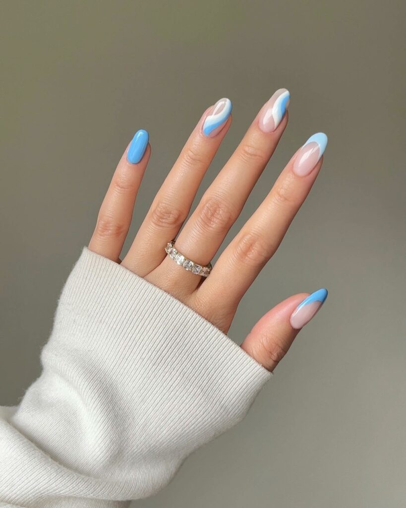 White and Blue Nails