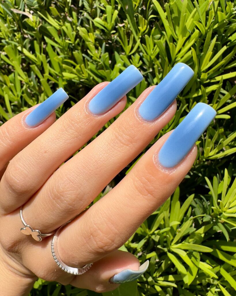 Soft Blush Blue Acrylic Nails