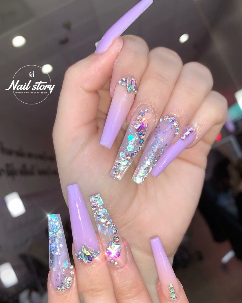 Breathtaking Acrylic Nails with Rhinestones