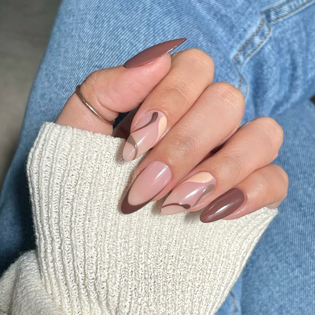 Brown Almond Nails