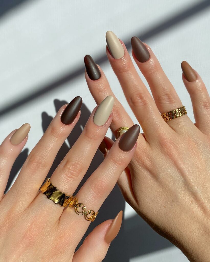 Natural Brown Prom Nails