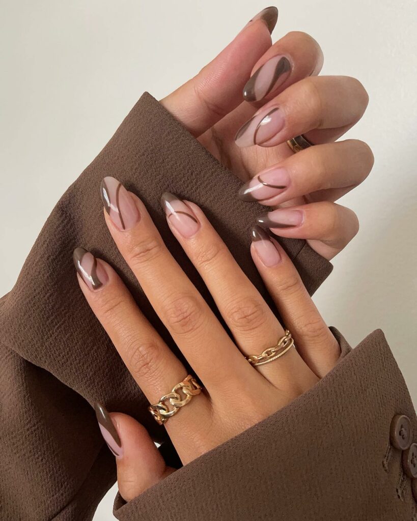 Brown and Gold Nails