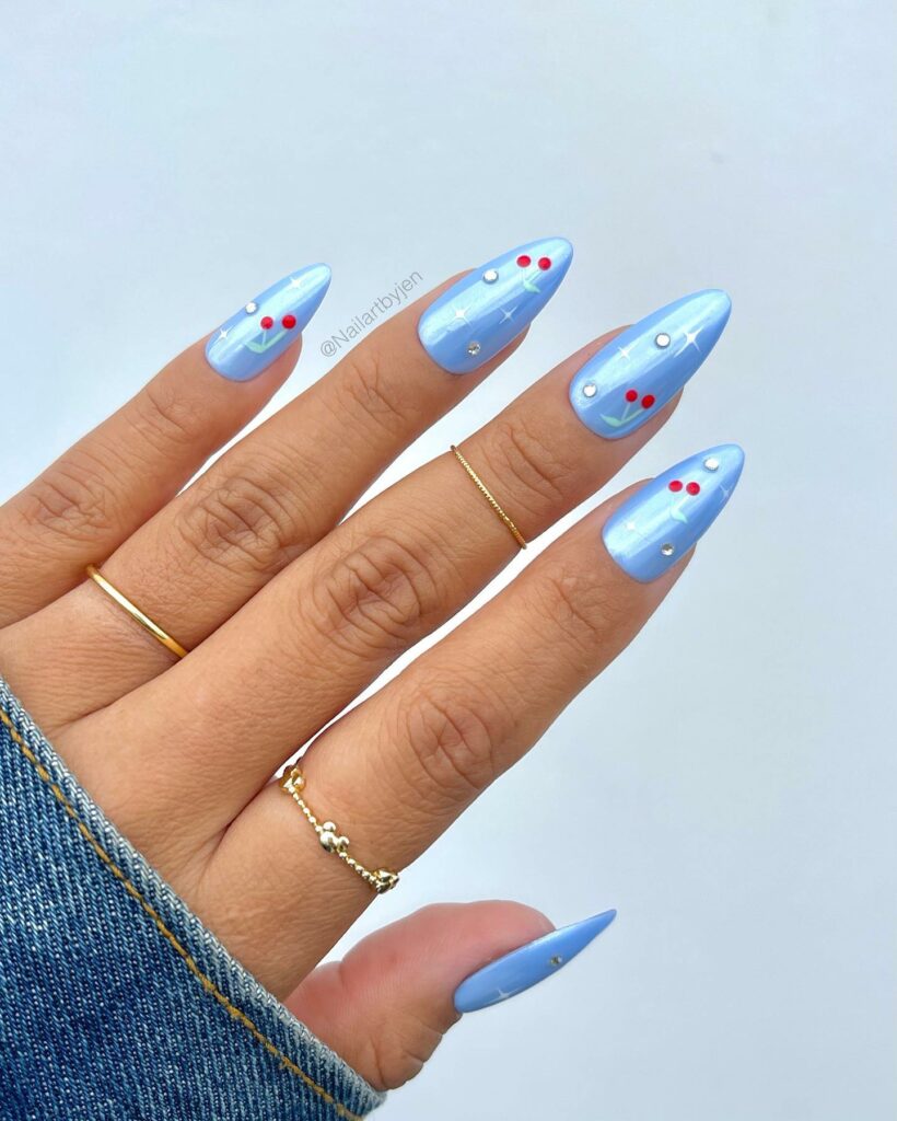 Celestial Charm of Blue Chrome Nails