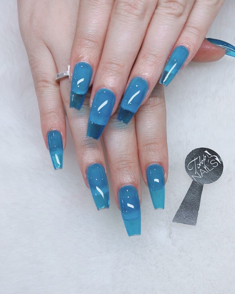 Clear Blue Coffin Nails