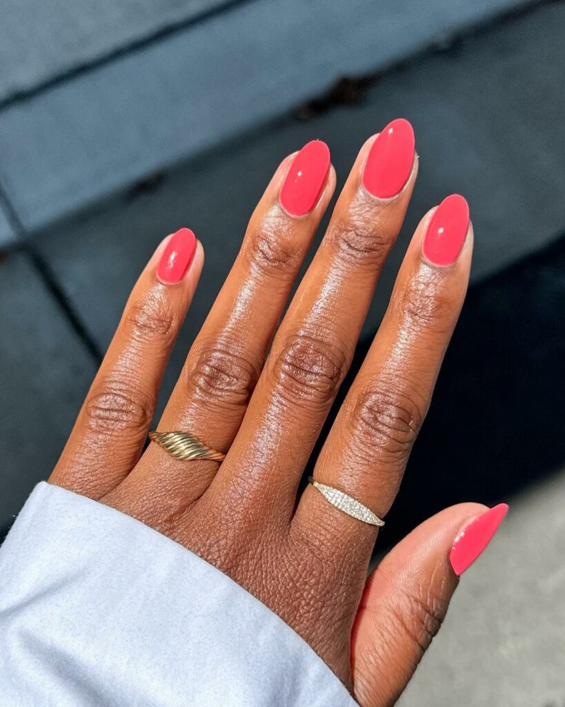 Coral Pink Prom Nails for a Playful Pop of Color