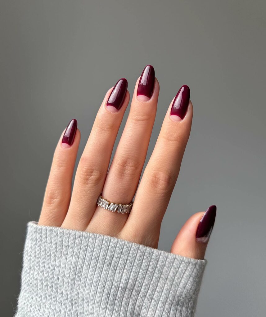 Dark Burgundy Prom Nails