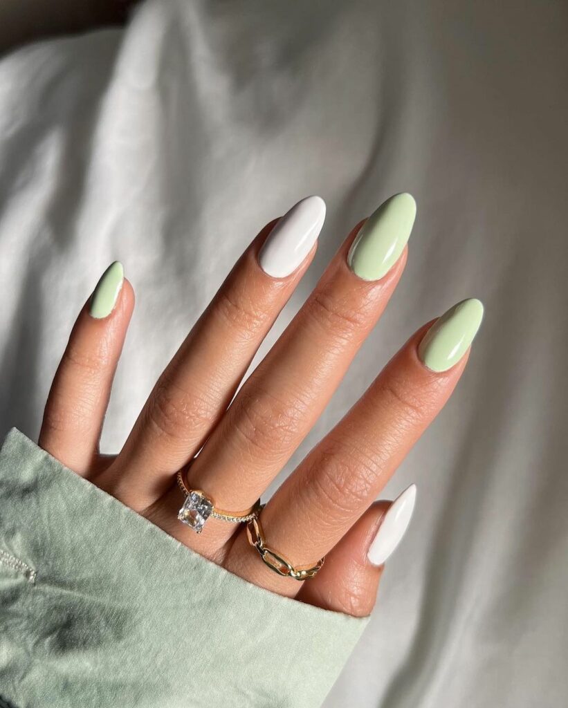 Striking Two-Toned Mint Green Nails