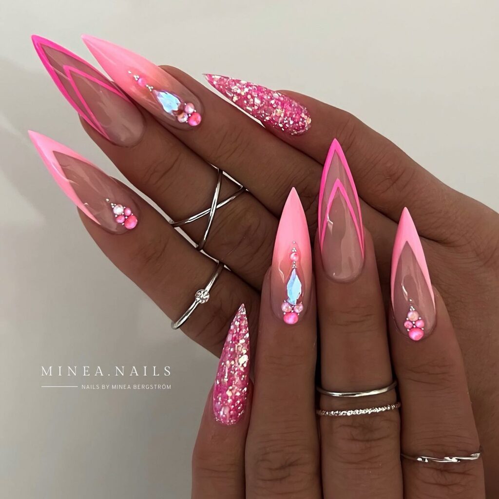 Elegant Pink Stiletto Nails