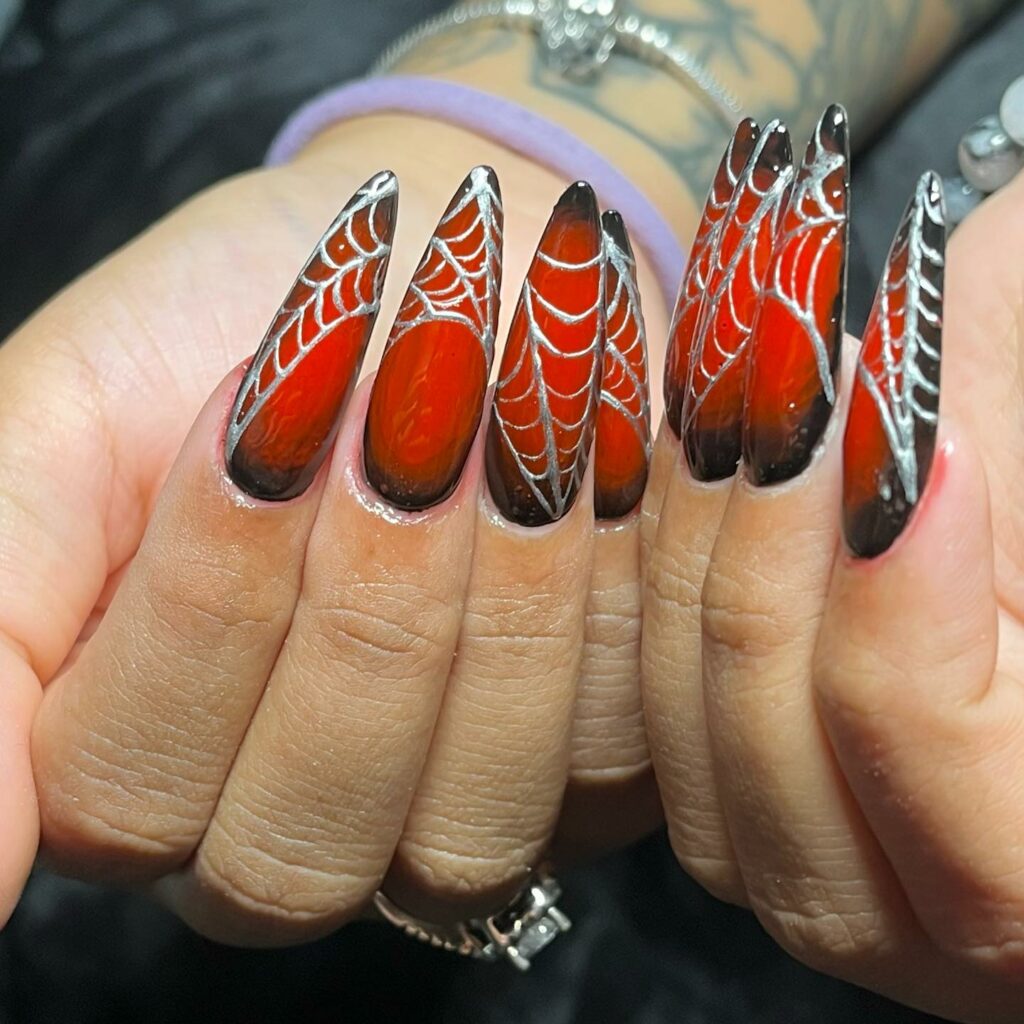 Flames spider web nails