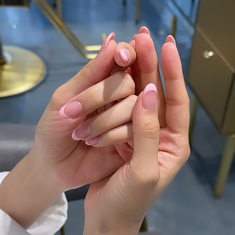 French Tips with Clear Pink Nails