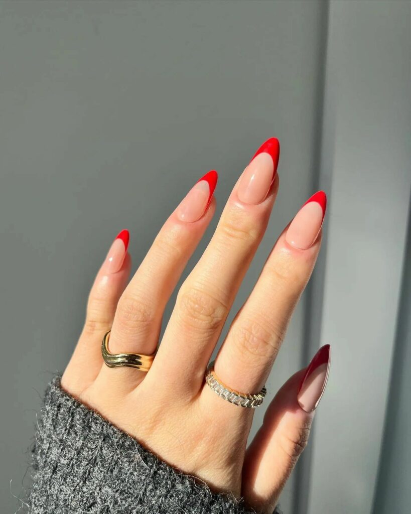 Romantic French Red Prom Nails