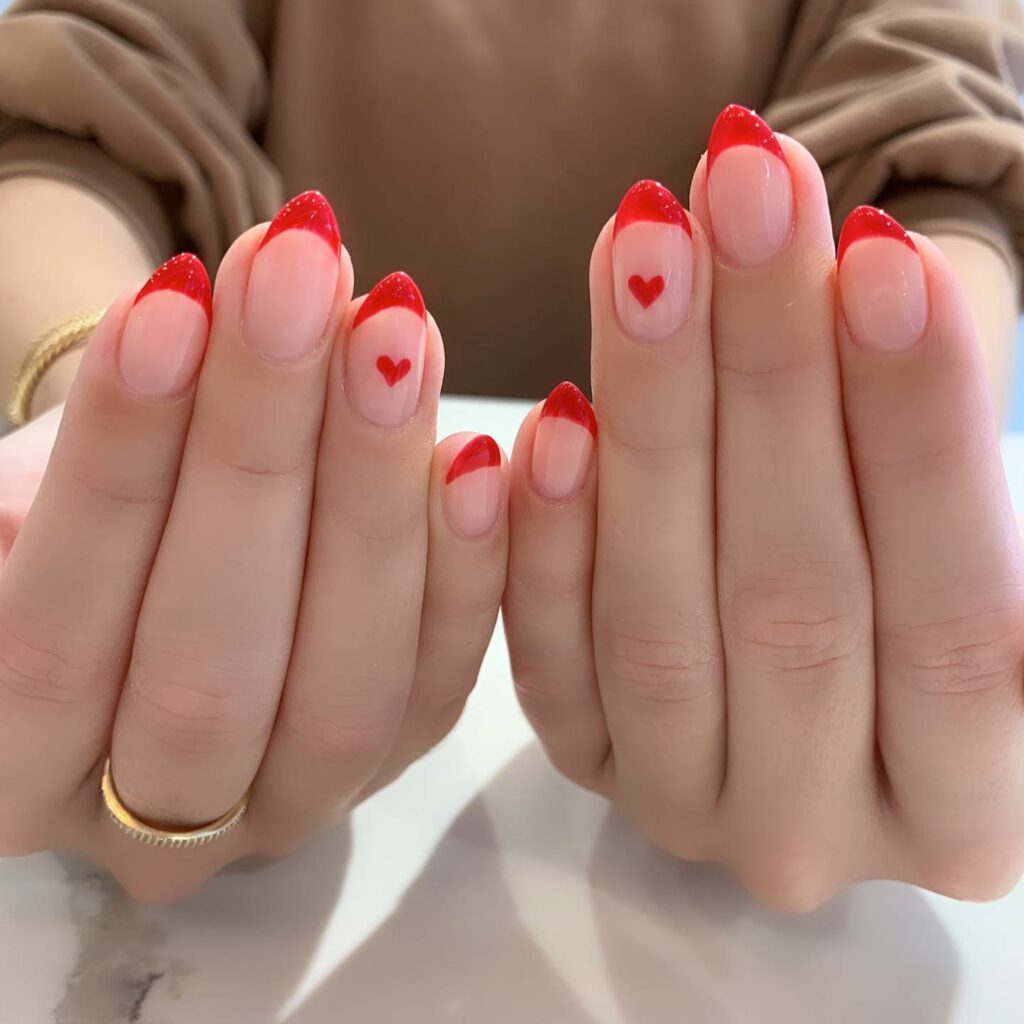 French Manicure Redesigned in Red and White