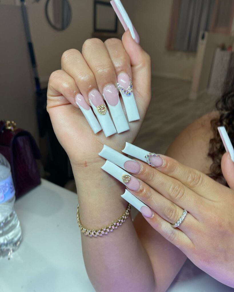 White French on Acrylic Nails