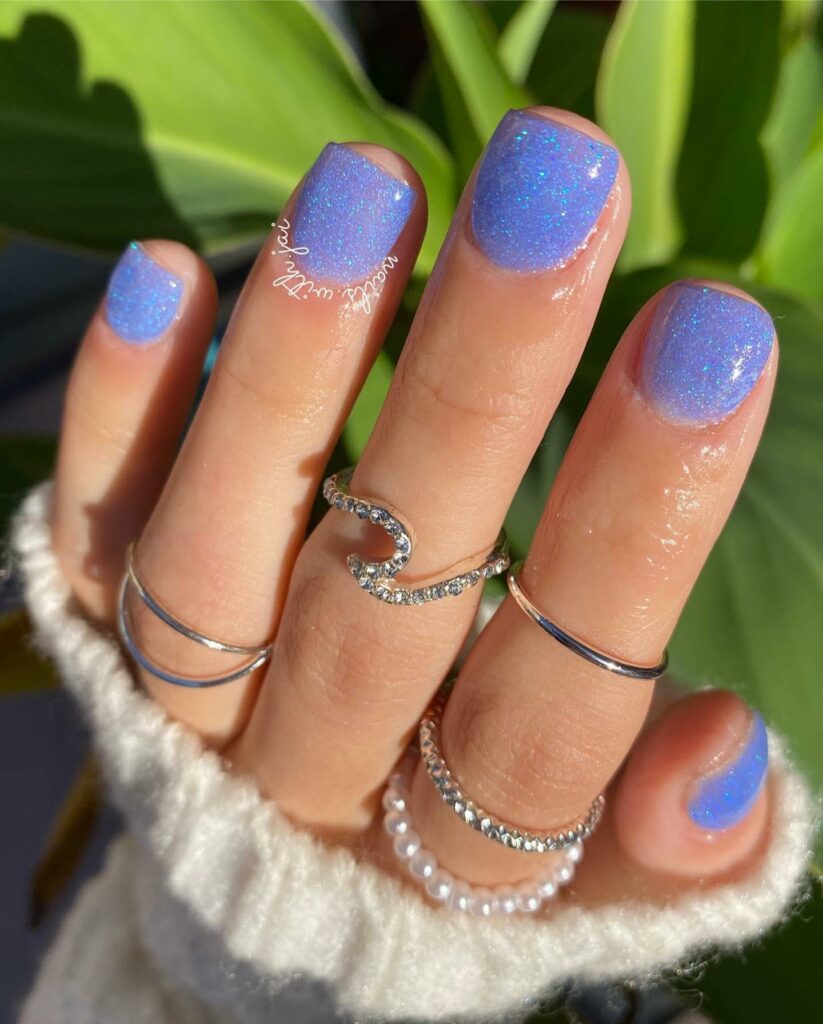 Glitter Blue Prom Nails for Sparkling Depths