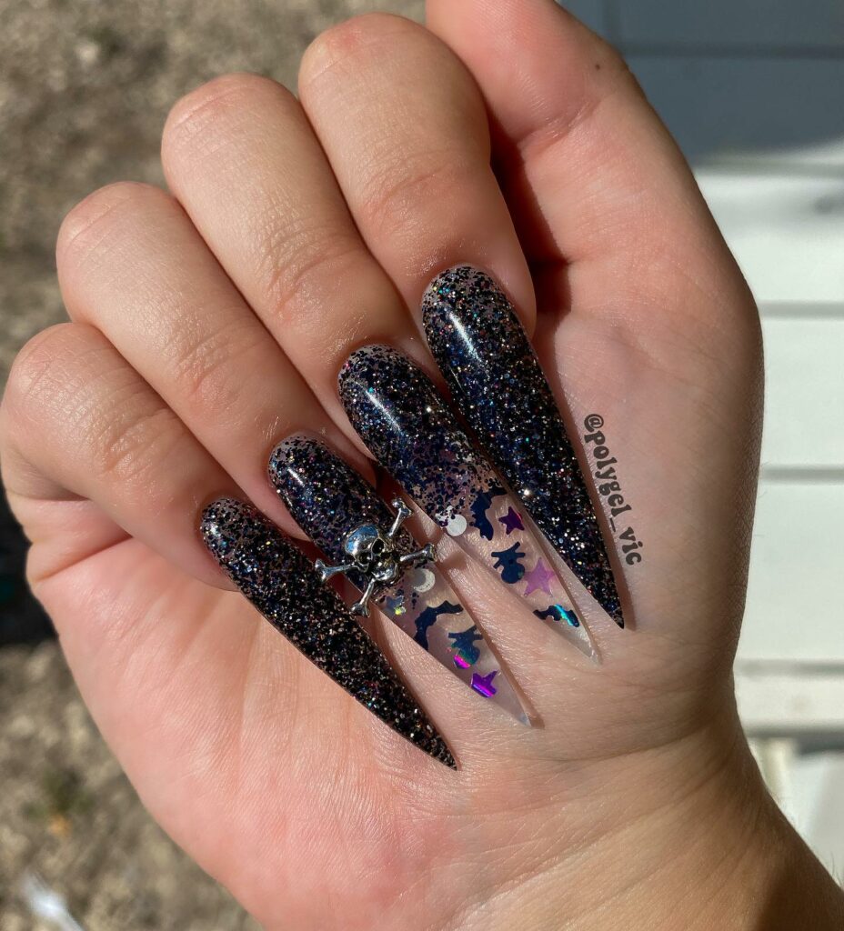 Glitter Stiletto Nails