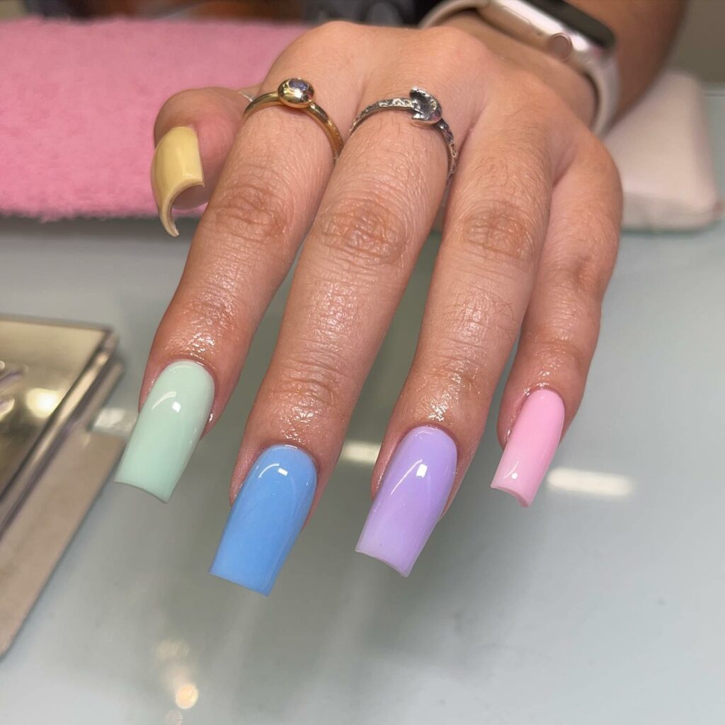 Glossy Bluish Lavender Coffin Nails