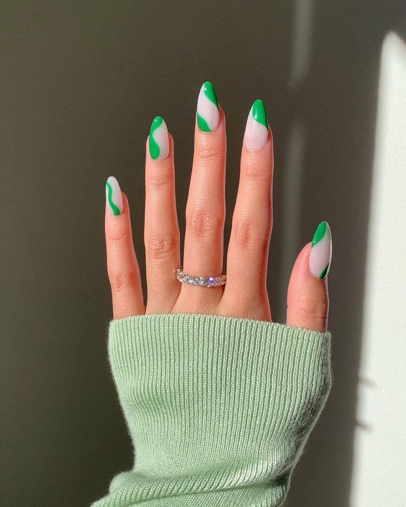 Abstract Swirls Adorning Green Nails