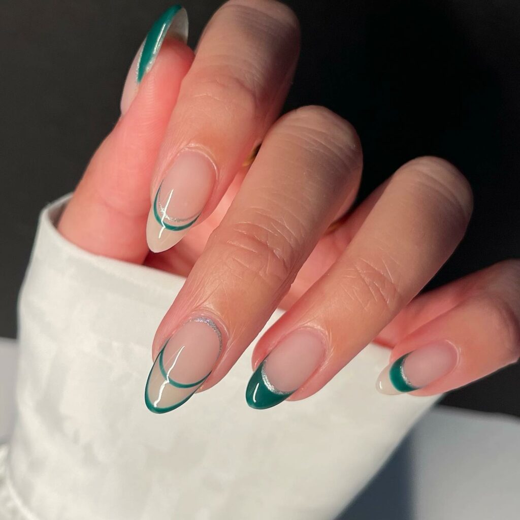 Chic Double French Green Nails